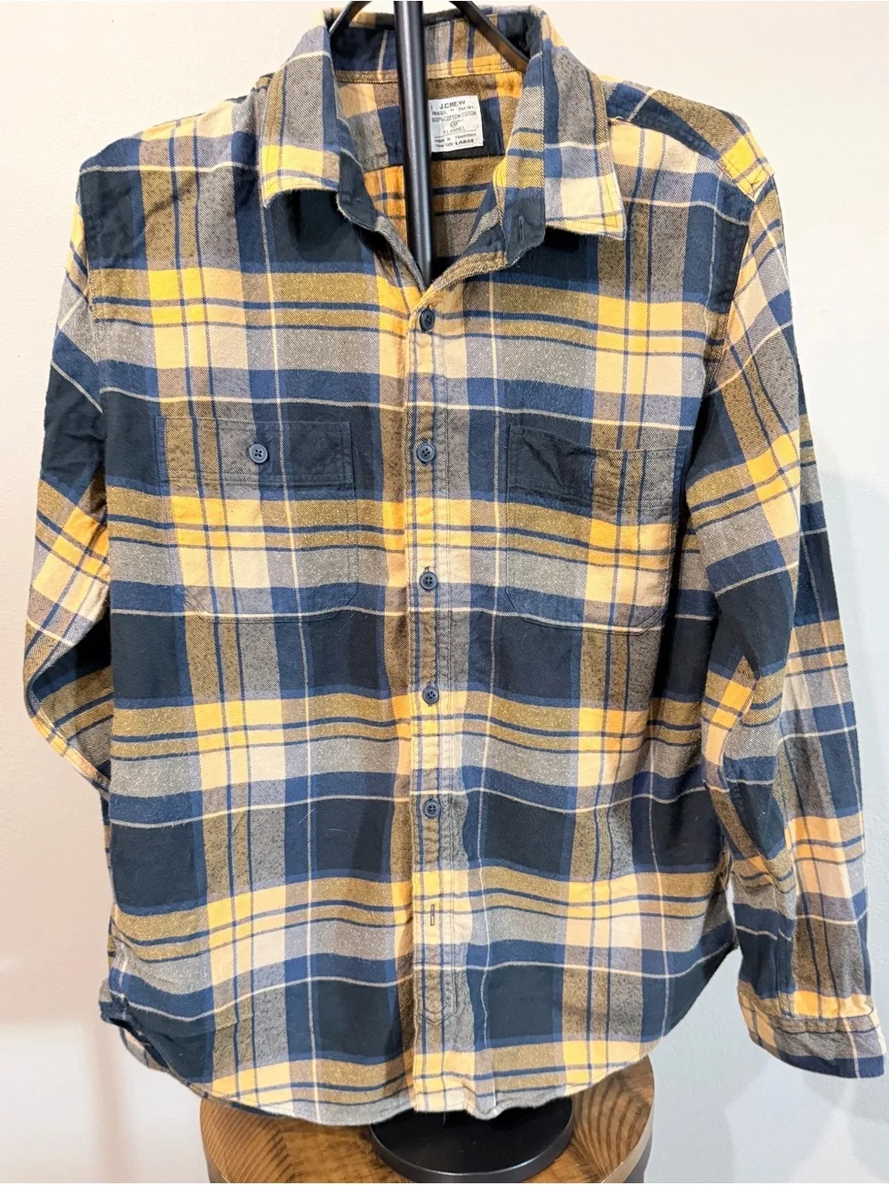 J. Crew Yellow & Navy Plaid Button-Down Shirt